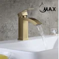 thumbnail image 1 of MAX Faucets | Waterfall Bathroom Faucet Single Handle Brushed Gold Finish, 1 of 2