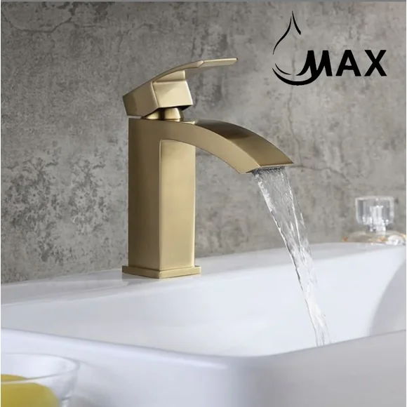 MAX Faucets | Waterfall Bathroom Faucet Single Handle Brushed Gold Finish