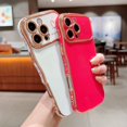 thumbnail image 4 of Designed For iPhone 16 Pro Max Phone Case,Cute Curly Wave Frame with Luxury Plating Love Heart Pattern For Women Girls,Soft TPU Shockproof Raised Lens Protection Phone Case,Rose, 4 of 8