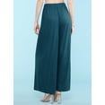 thumbnail image 4 of Made by Johnny Women's Pleated Wide Leg Palazzo Pants with Drawstring ONESIZE TEAL, 4 of 6