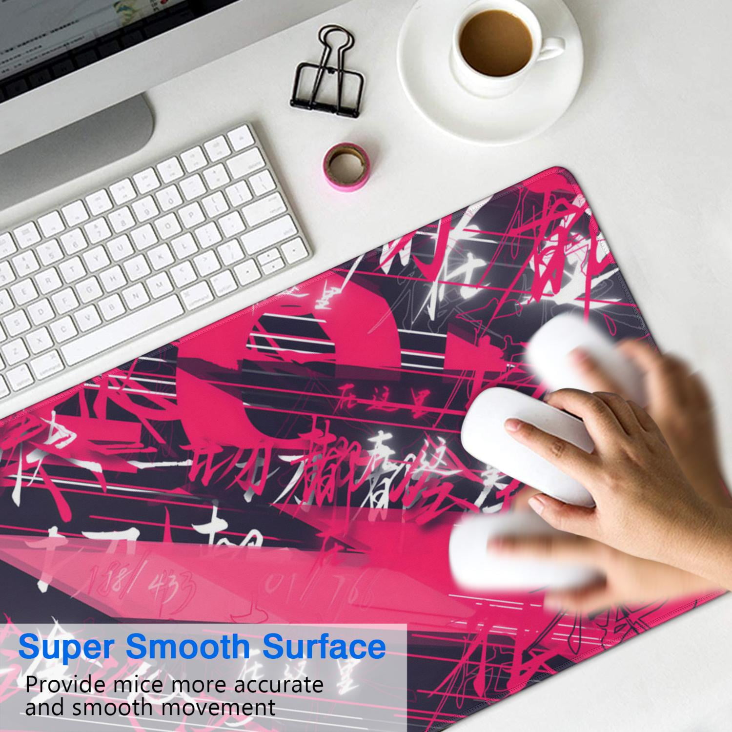 Gaming Mouse Pad, 31.5x11.8 Inch Large Big Computer Keyboard Mouse Mat Desk Pad with Non-Slip Base and Stitched Edge for Home Office Gaming Work (Black Red)