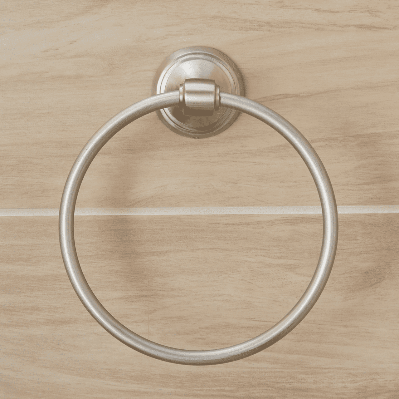 Better Homes and Gardens Safford Towel Ring, Wall Mounted Bathroom Towel Holder, Satin Nickel
