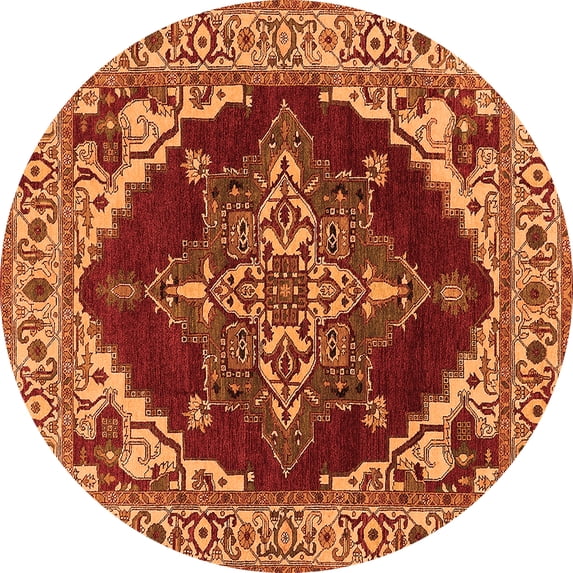 Ahgly Company Indoor Round Oriental Orange Industrial Area Rugs, 3' Round