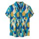 thumbnail image 1 of Camisas De Vestir Para Hombre Slim Fit Camisa informal de verano con estampado geométrico para hombre, camisa de manga corta con cuello vuelto (Blue, L), 1 of 5