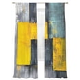 thumbnail image 2 of Abstract Color Block Sheer Curtains 108 Inches Long 2 Panels Yellow Block Gradient Black Modern Light Filtering Semi Sheer Window Curtains Drapes for Bedroom Living Room 52"x108", 2 of 7