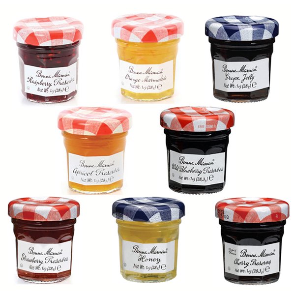 Bonne Maman Variety Pack of 8 Flavors 2 x 1 oz jars of each Pack of