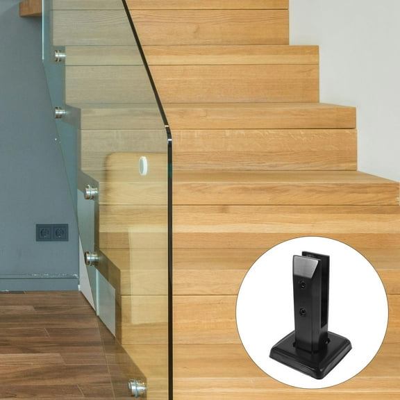 STOBOK Indoor Stair Glass Railing Clamp Black Stainless Steel Secure Grip
