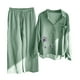 thumbnail image 1 of Puntoco Conjunto de camisa de 2 piezas con bolsillo de manga larga y pantalones largos de cintura alta para mujer Puntoco Puntoco-6533, 1 of 2