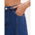 thumbnail image 5 of DARING DIVA Women's Denim A Line Flared Raw Hem Jean Skirts Medium Dark Blue, 5 of 7