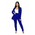 thumbnail image 2 of Ettsollp 2 Pcs/Set Lady Formal Coat Pants Set Long Sleeves Slim Fit Lapel Cardigan Mid Length Jacket High Waist Trousers Formal Business Commuting Outfit, 2 of 8