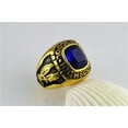 thumbnail image 2 of HOOUN Men Women High School Ring Stainless Steel Blue CZ Vintage Biker Punk Ring Gold-8, 2 of 4