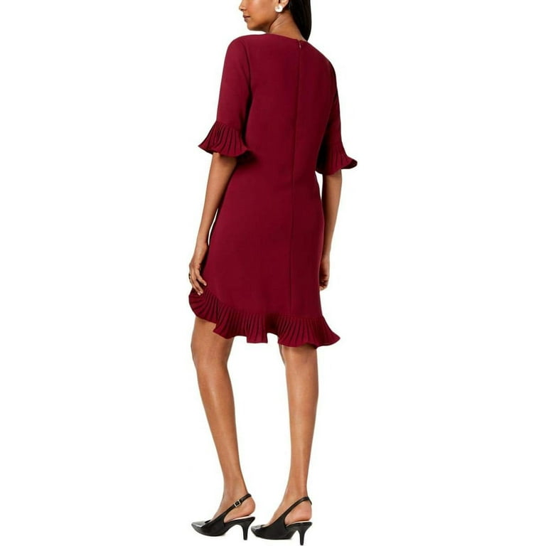 Alfani Womens Pleated Flounce Dress Purple 6