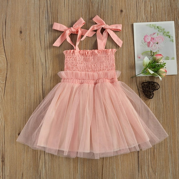 SDJMa Toddler Baby Girls Summer Solid Color Sling Princess Wind Gauze Dress