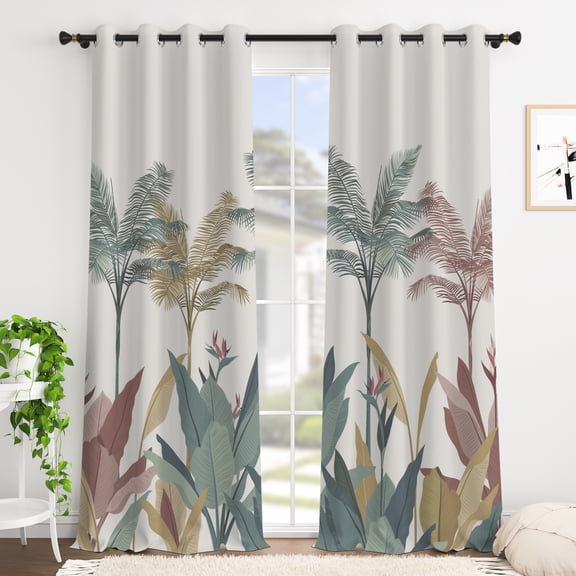 Tchckioa Modern Leaf Blackout Curtains,Privacy Protection Grommet Window Drapes for Bedroom,42x63 Inch,2 Panels