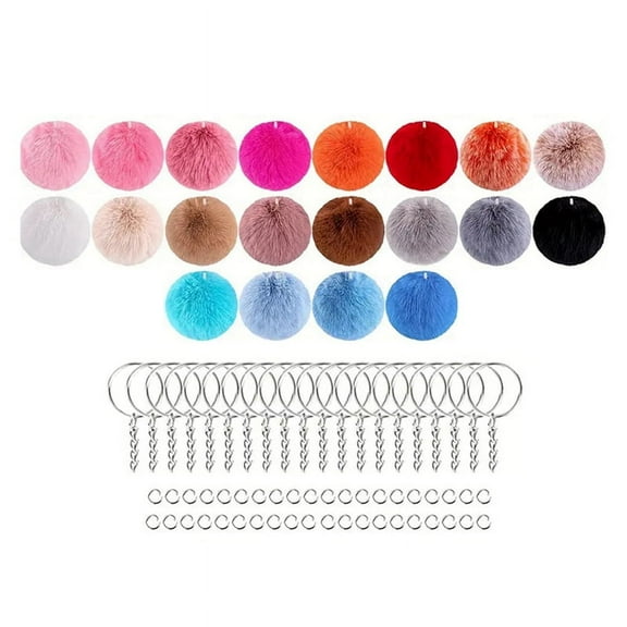 80PCS Keychain Fur Pompoms Keychain with Tassels and Keyrings for Bag Charm Accessories