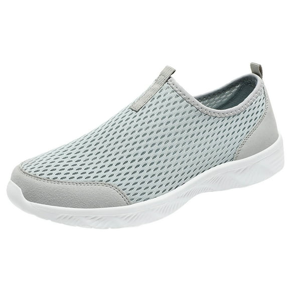 YOUSNH Men Sports Shoes Fashionable Simple and Pure Color Mesh Hollowed Out Breathable Comfortable and Non Slip Slip on Shoes Men's Sneakers Grey 10.5