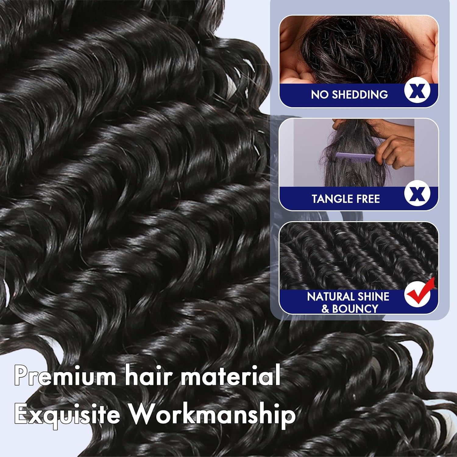 Deep Wave Human Hair Bundles 24 26 28 Inch Curly Bundles Human Hair Extensions 16A 100% Unprocessed Brazilian Raw Deep Curly Hair Weave Sew in Bundle Wet and Wavy Water Wave 3 Bundle Natural Black