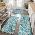 thumbnail image 2 of Blue Pioneer Flower Kitchen Rugs Sets Of 3,Kitchen Runner Rugs Non Skid Washable,Decorative Kitchen Floor Mats for Kitchen,Sink,Laundry,17"x30"+ 17"x47" + 17"x59", 2 of 6