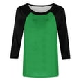 thumbnail image 6 of 2 Pack Cotton T Shirts for Women Crew Neck Raglan 3/4 Sleeve Loose Tee Casual Fall Tops Basic Tshirts Bulk, 2XL 2PC-Green, 6 of 7