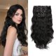 thumbnail image 1 of StrRid Extensiones de cabello ondulado negro natural con clip de 18.0 in de largo, clips sintéticos en postizos para mujeres, 5 piezas rizadas, invisibles, gruesas, cabeza completa, resistente al calo, 1 of 5