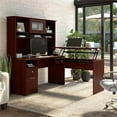 thumbnail image 2 of Pemberly Row 60W 3 Position L Shaped Sit to Stand Desk with Hutch in Cherry, 2 of 6