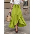 thumbnail image 2 of OYYN Women's A-Line Asymmetrical Ruffle Hem Tie Waist Maxi Skirt, 2 of 6
