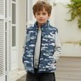 thumbnail image 2 of Uorisanigo Girls Boys Zippered Vest Lightweight Full Zipper Sleeveless Vest Blue Camouflage Print Jacket Soft and Comfortable Stand Collar Coat Warm Outwear for Fall & Winter, 2 of 7