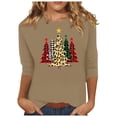 thumbnail image 2 of Lolmot Plus Size Merry Christmas T-Shirt for Women Leopard Plaid Xmas Tree Shirts 3/4 Sleeve Crew Neck Baseball Tees Tops, 2 of 4