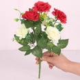 thumbnail image 3 of 2 piezas de flores artificiales de seda rosa ramo de flores para fiesta boda decoración del hogar 6 tipos rojo, 3 of 7