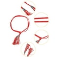 thumbnail image 2 of INSPIRE CHICWomens Tassels Braided Waist Belt Self Tie Woven Skinny Belts for Dress 132cm/52" Black & Red, 2 of 7