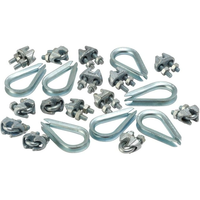 The Mibro Group 448140 Wire Rope Clips & Thimbles Set, 0.12 in.