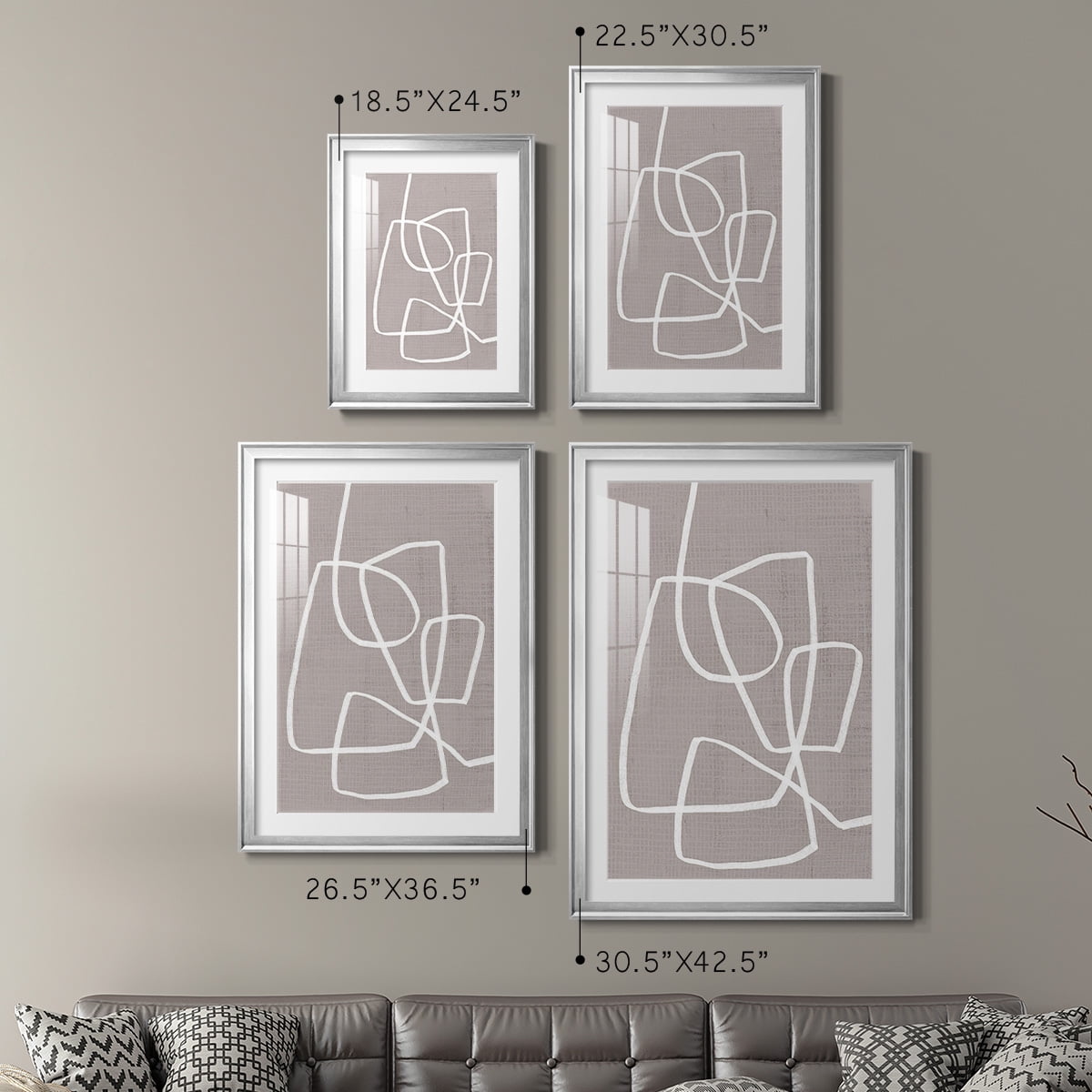 Wexford Home Linen Roundabout I Premium Framed Print, 18.5" x 24.5" - Ready to Hang, Silver (Set of 2)