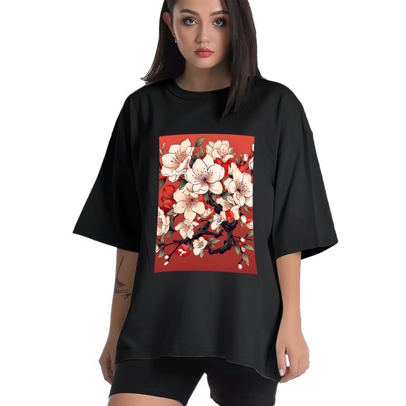 Plus Size Shirt for Women Black Tops for Women Short Sleeves Shirt for Women Flower6 T Shirt Crewneck Shirt for Women XS