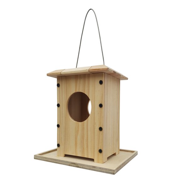 FixtureDisplays Wooden Bird Seed Feeder Pine Cabin Bird Feeder 16088