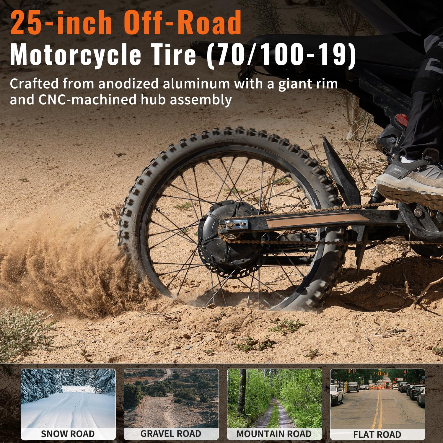 Riding'times GT73 Pro Winter Electric Bike for Adults,50MPH 60V36AH 3000W Dirt bike,Dual Battery Ebike Up to 85 Miles E Mountain Bike,25" Motorcycle Tire,All Terrain Dirtbike Full Suspension UL2849