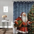 thumbnail image 2 of Fenyluxe Santa Christmas Tree Snow Print Shower Curtain for Showers and Bathtubs, 100% Polyester Fabric Bathroom Decoration with Hooks 69x72, 2 of 7