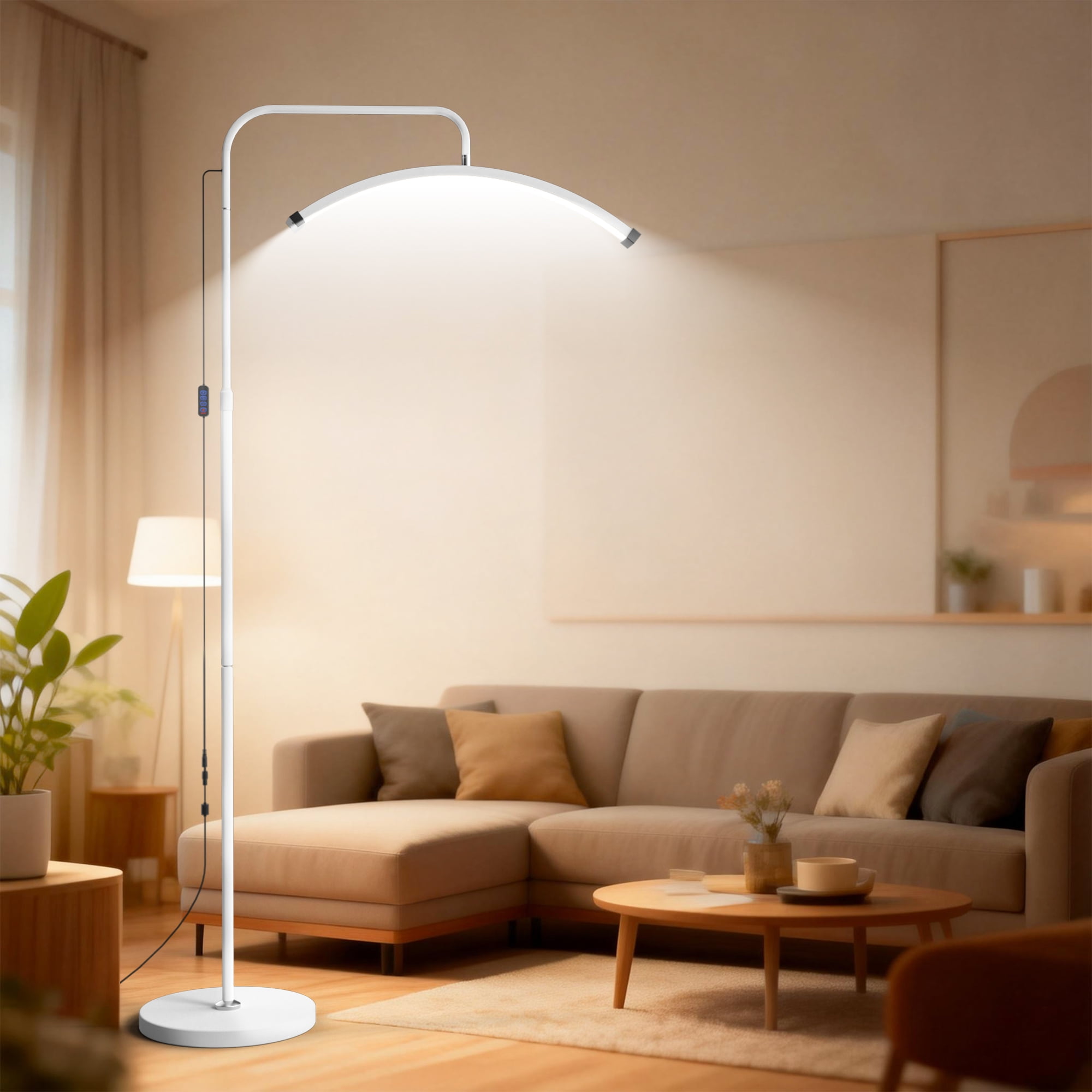 26 Inch Eyelash Extensions LED Floor Lamp, Rotating Half Moon Lash Lighting with Adjustible Height & Brightness Arched Lash Light for Skincare, Eyebrows, Tattoo