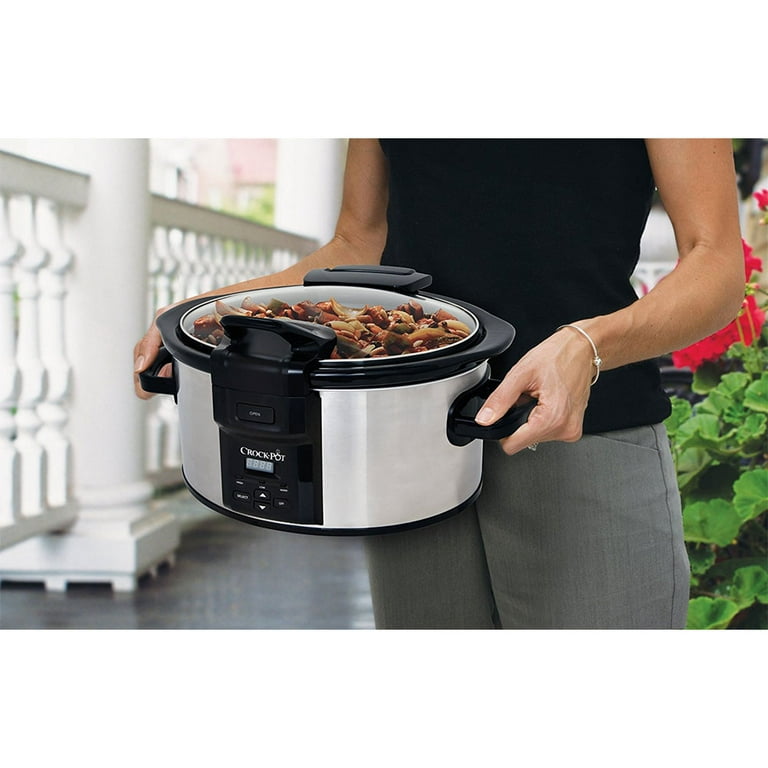 Dishwasher Safe Crock and Lid Slow Cooker 8 Quart Programmable Slow Cooker  With Three Temperature Settings Multicooker Silver - AliExpress
