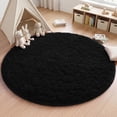 thumbnail image 3 of Nefoso 4ft x 4ft Round Area Rug, Soft Fluffy Circle Rug Shag Round Rugs for Living Room Bedroom Indoor Home Decor, Black, 3 of 11
