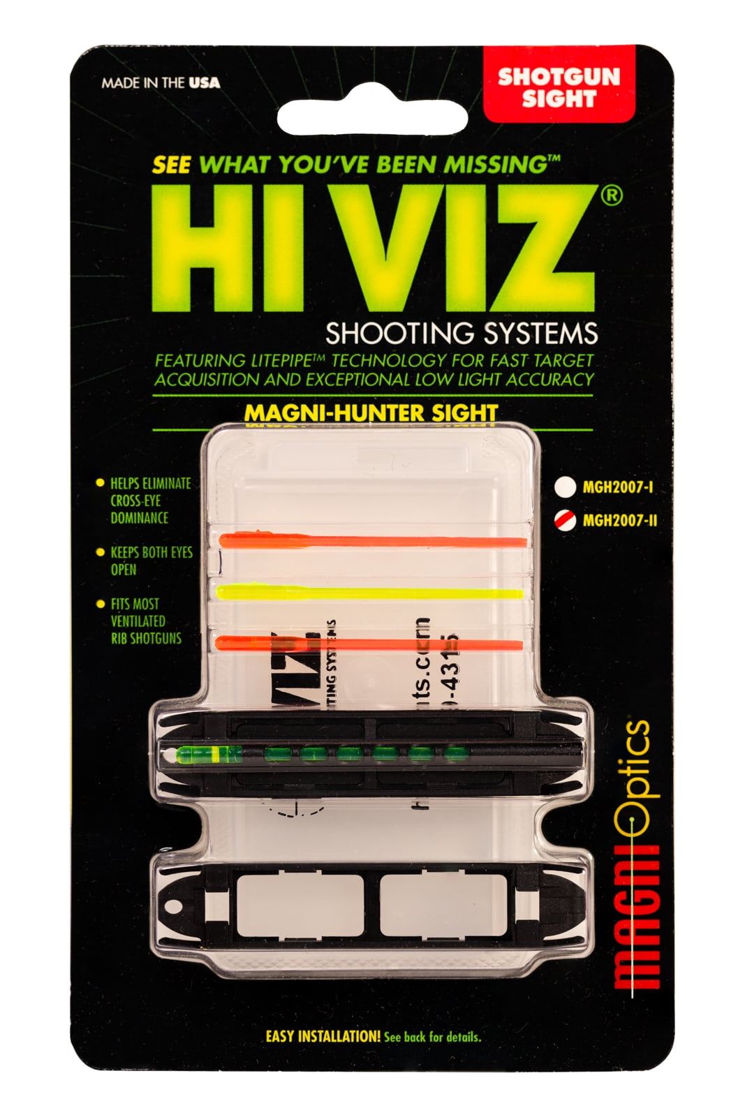 HIVIZ® Mangi-Hunter Magnetic S.G. Sight with cross-eye dominant correcting technology.