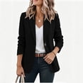 thumbnail image 4 of Yrmaups Office Work Fall Layering Long Sleeve Button Down Blazer for Women, Casual Open Front Business Jacket, Soft Solid Everyday Cardigan, Black XL, 4 of 6