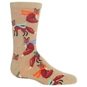 Hot Sox Kids Winter Foxes Crew Socks, S/M, Beige