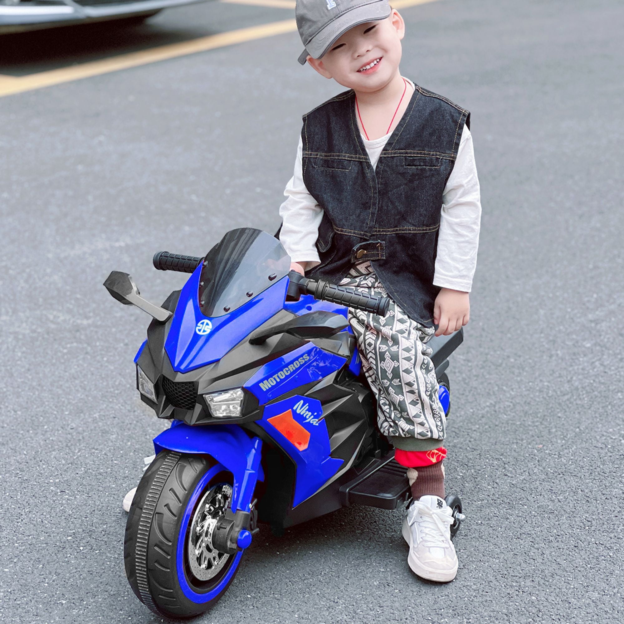 CIPACHO 12V Battery Motorcycle, Rechargeable Kids Ride On Car with Training Wheels Electric Cars Motorcycles, Blue CIPACHO 12V Battery Motorcycle, Rechargeable Kids Ride On Car with Training Wheels Electric Cars Motorcycles, Blue