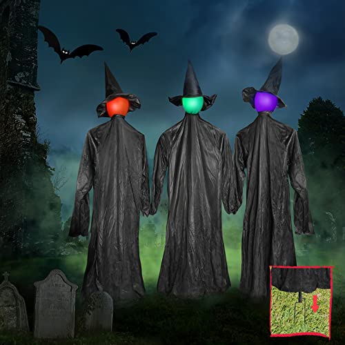 Bozily 3 Witches Halloween Decorations Outdoor 5'5" Light Up Witches