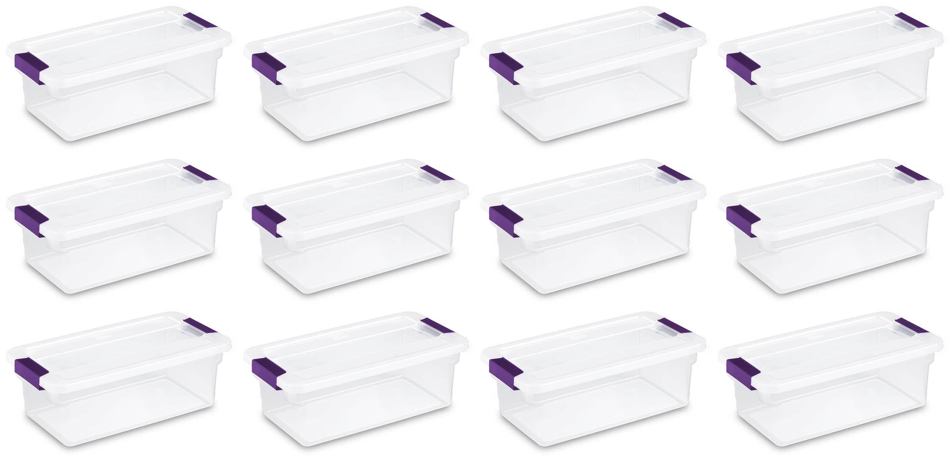 Sterilite 6 Qt ClearView Latch Box, Stackable Storage Bin with Latching  Lid, Organize Clothes, Shoes in a Closet, Clear Base and Lid, 12-Pack