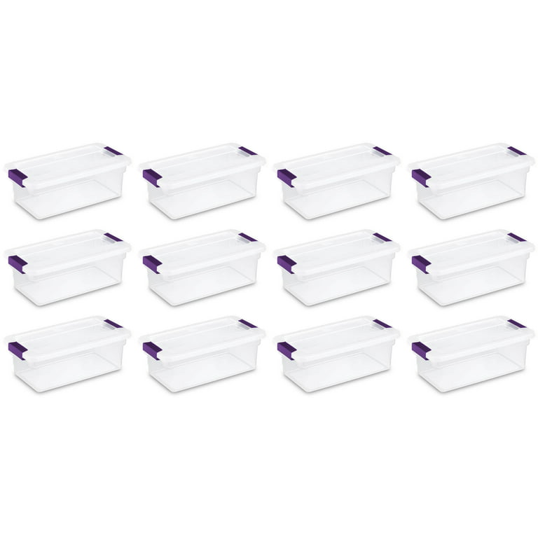 Sterilite 66 Qt ClearView Latch Storage Box, Stackable Bin with Latching  Lid, Plastic Container to Organize Clothes in Closet, Clear Base, Lid,  6-Pack