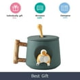 thumbnail image 5 of Taza de café de cerámica, taza con patrón de animales Shiba Inu 3D, interesante mango de diseño de madera y cuchara a juego, muy adecuada para regalos-420ml., 5 of 5