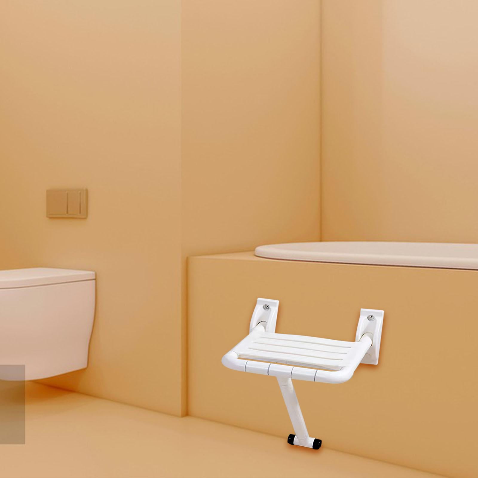 Bathroom Stool Upgraded 18 Folding Teak Wall Mounted-Teak Folding