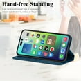 thumbnail image 3 of For iPhone 16 Wallet Case with [RFID Blocking] Credit Card Slot Stand Magnetic Closure Premium PU Leather Retro Classic Flip Kickstand Shockproof TPU Shell for iPhone 16,Blue, 3 of 9