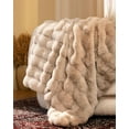 thumbnail image 2 of Ultra Soft Cozy Faux Fur Throw Blanket, Fuzzy Plush Thick Bubble Blanket, Oversize Luxury Fluffy Blanket for Couch, Sofa, Bedroom, and Living Room, 50x60 Inches, Light Brown, 2 of 12